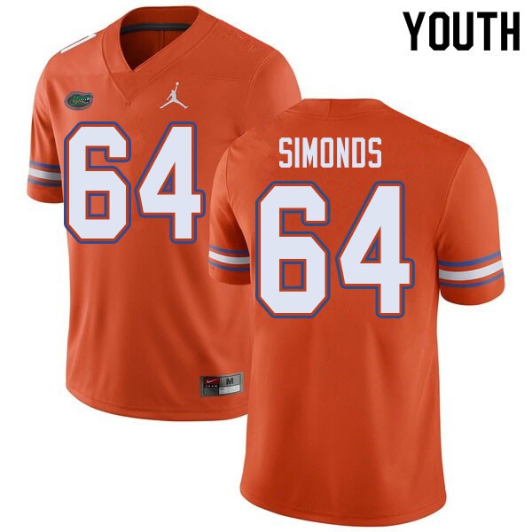Jordan Brand Youth #64 Riley Simonds Florida Gators College Football Jersey Orange
